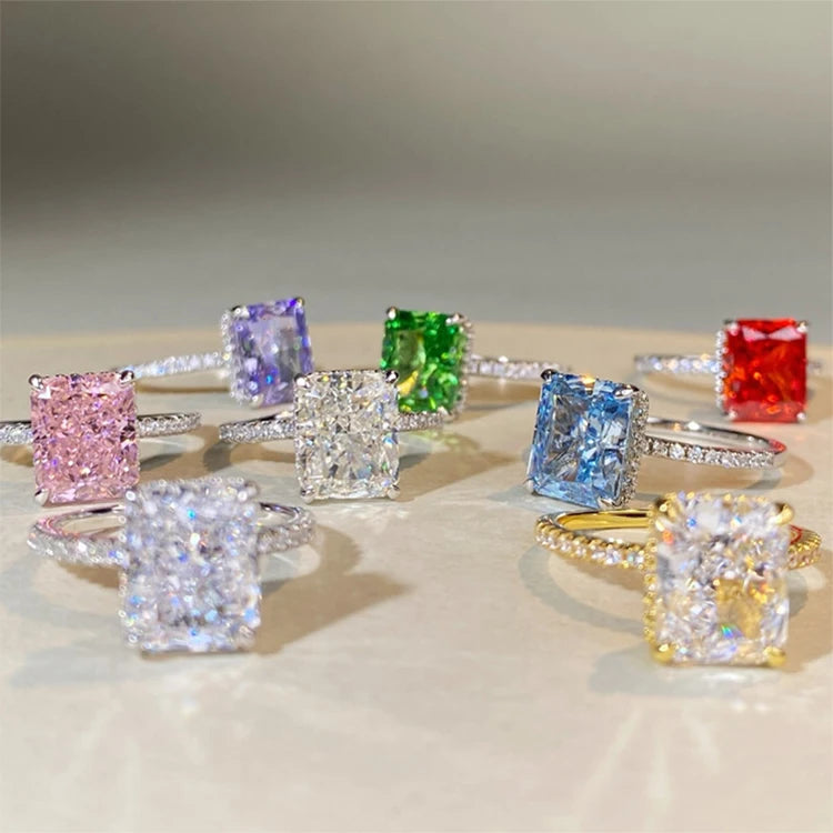 S&S 925 Silver Crushed Ice Cut CZ Ring | 5A+ Zirconia | Engagement & Wedding | Rhodium-Plated
