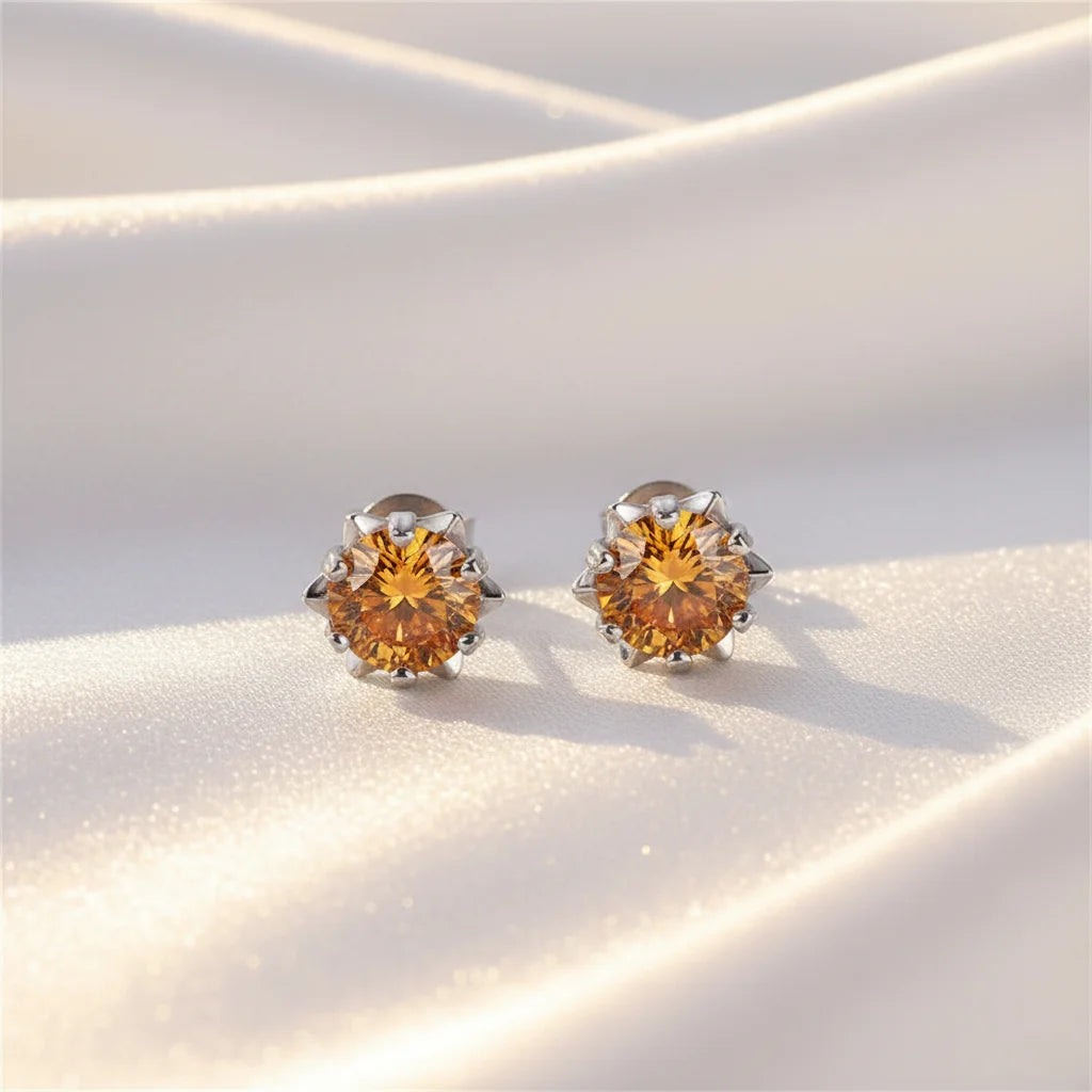 ArtistA Factory Jewelry 0.3-1CT Sparkling Round Moissanite Snowflake-Claw-Set Butterfly-Clutch 925 Silver Everyday Elegance Stud Earring