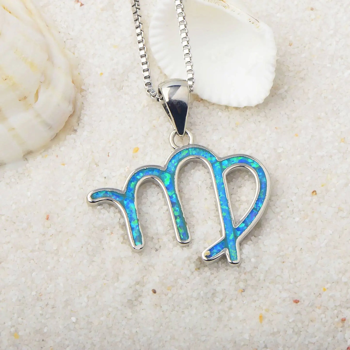 Dainty Scorpio Sign Necklace - Handcrafted Blue Fire Opal Silver Plated Hollow Zodiac Jewelry Bulk