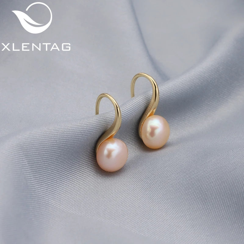 GLSEEVO High Sense Natural Freshwater Pearls Female Ear Hooks Luxury Earrings Give a Gift to a Friend Fine Jewelry