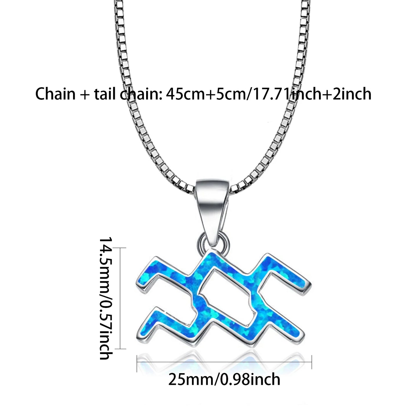 Aquarius Zodiac Sign Pendant Necklace Aobao Adjustable Chain Fashion Jewelry for Daily Wear