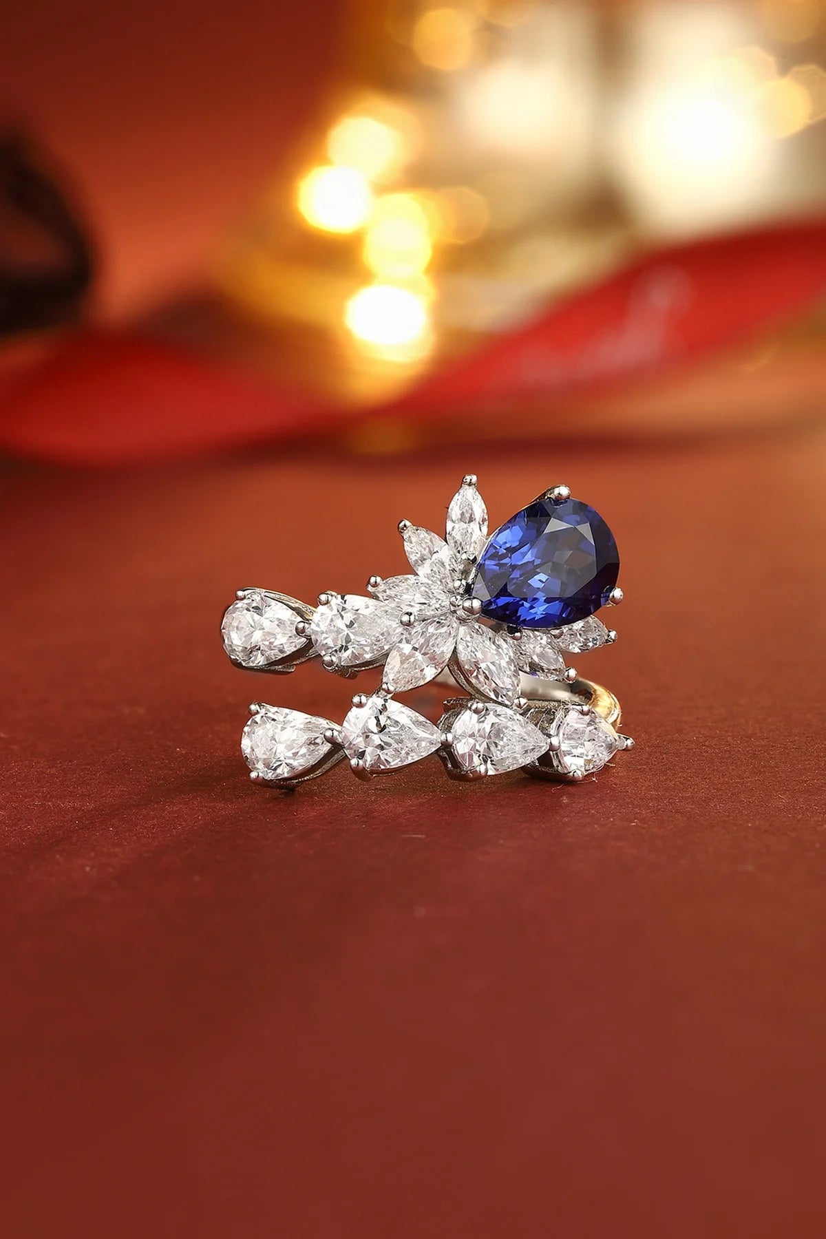 Gemfiori Jewelry Trendy High Quality S925 Silver Cultivated Sappjire Ring Unisex Engagement Ring for Wedding Party or Gift