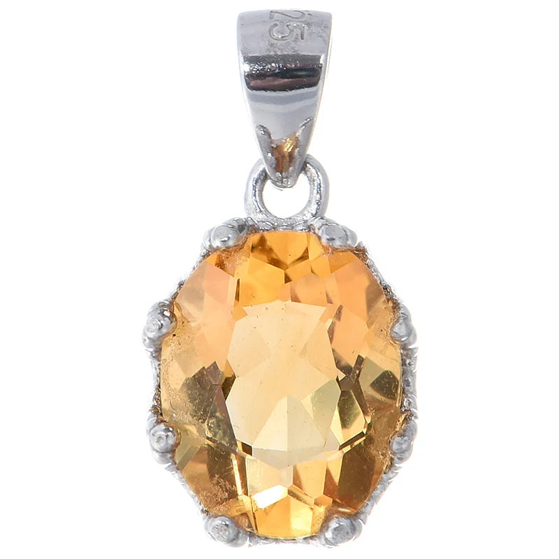 Gioiellieri High Quality Sterling 925 Silver Rhodium Plated Glamour Crystal Claw Setting Inlaid Natural Citrine Simple Design Women's CMA
