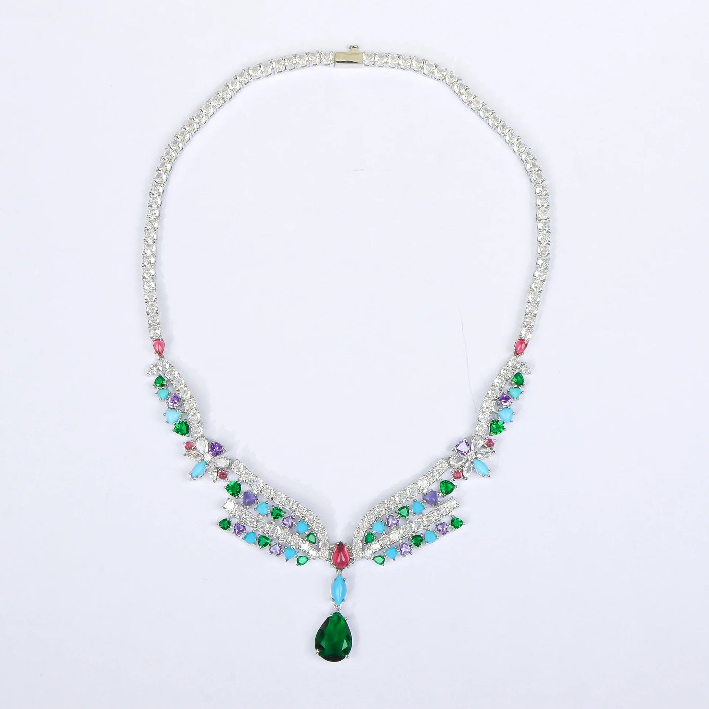 High Quality Fashion Wedding Jewelry Sets Handcrafted Zirconia Full Paved Necklace Earring Sets for Parties
