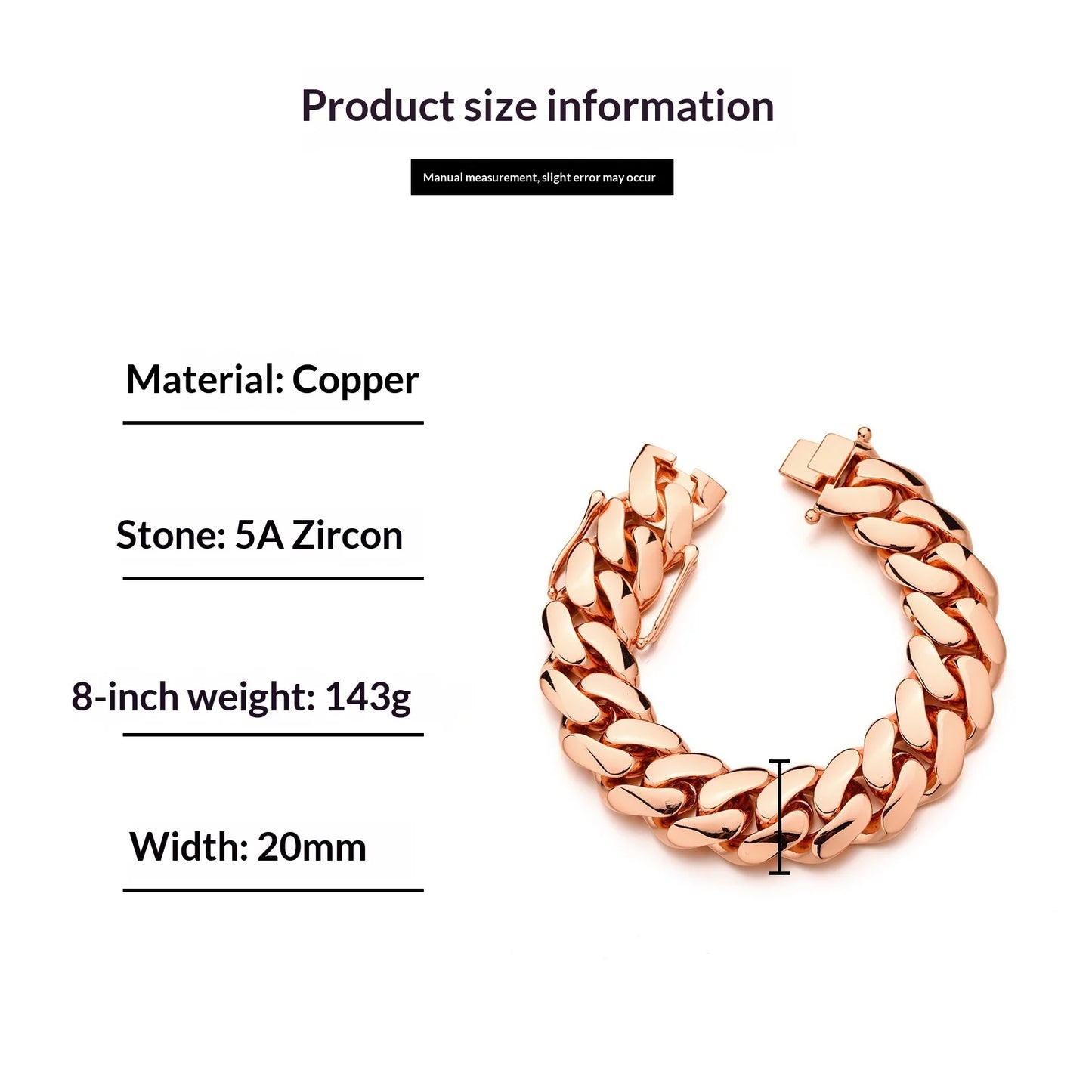 Wholesale Tungsten Rose Gold Cuban Link Bracelet Classic Plain Polish Support Custom Zircon Clasp 3D Logo Laser Engraving Hip