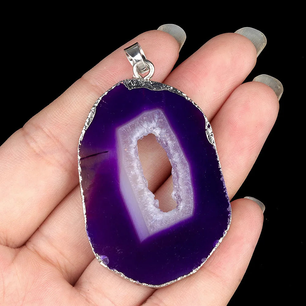 XOTICA Natural Stones Agate Crystal Pendant Gold Plated Gemstone Druzy Necklace Pendants for Women Fashion Jewelry
