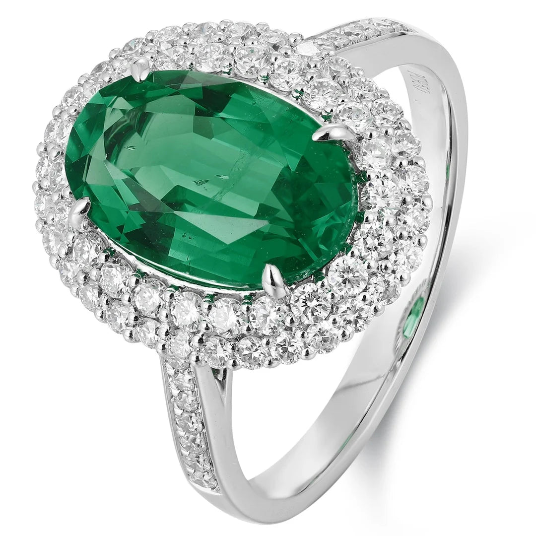 Gemfiori Top-quality Lab Grown Emerald Diamond Platinum Ring for Wedding Party the Best Choice Exquisite and Luxurious Ring
