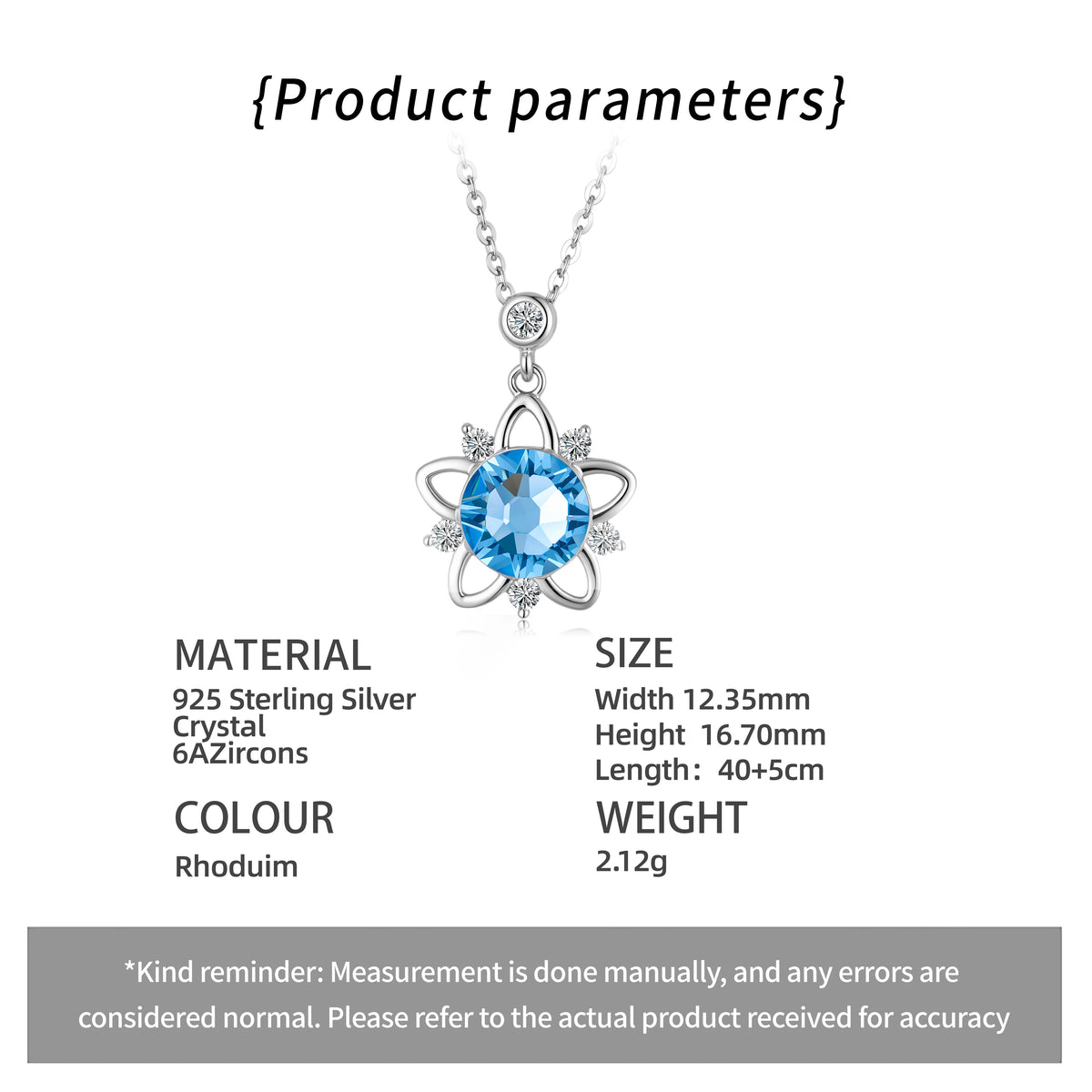 S&S Blue Crystal Star 925 Silver Jewellery Set | Rhodium Plated Necklace, Earrings, Bracelet & Ring | S&S Collection