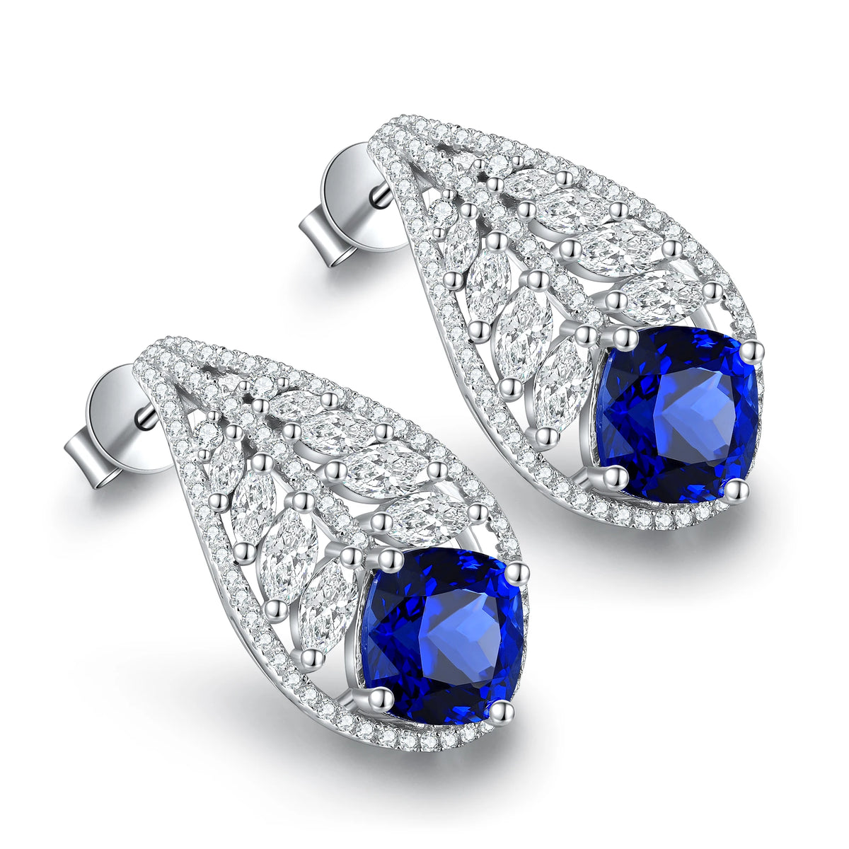 Gemfiori China Factory New Design Style Colored Gemstone Cultivated Sapphire Earrings