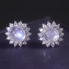 ArtistA Sparkling Star Element Mysterious 925 Sterling Silver Moonstone Stud Earrings Halo Genuine Natural Moonstone Drop Earrings
