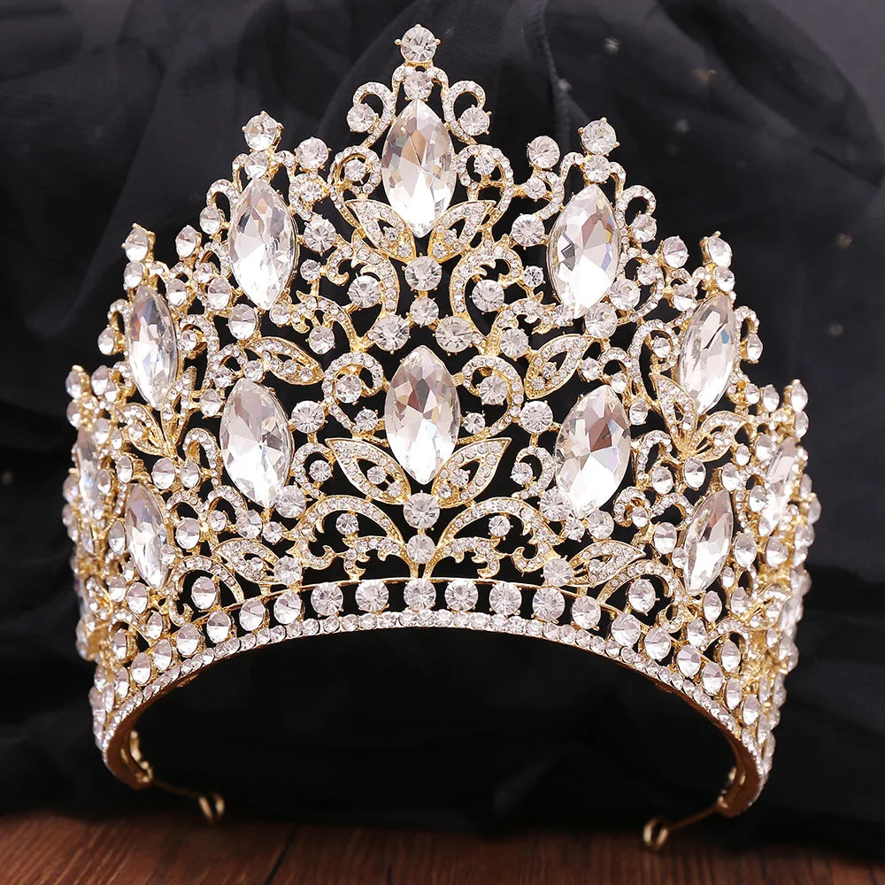 BELLEWORLD Hot Fashion Luxury Coronas Para Reinas Hairpieces for Brides Shiny Big Rhinestone Wedding Party Crown Tiaras Tiaras