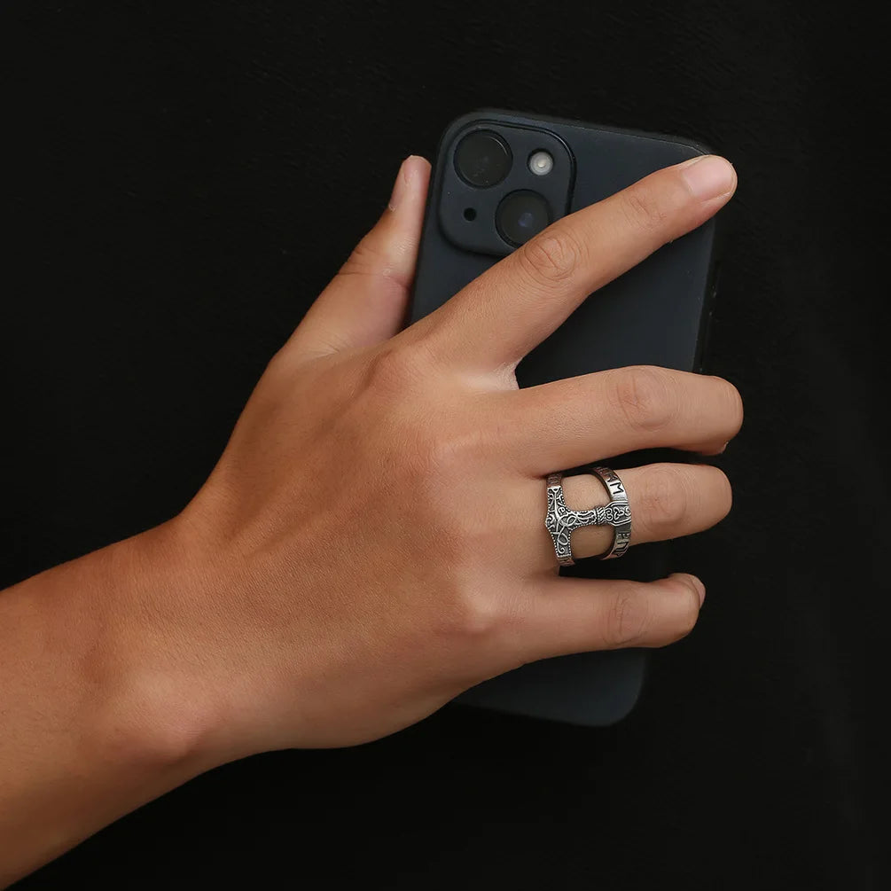 REBEL VIKING Mjolnir Thor Hammer Ring – Stainless Steel
