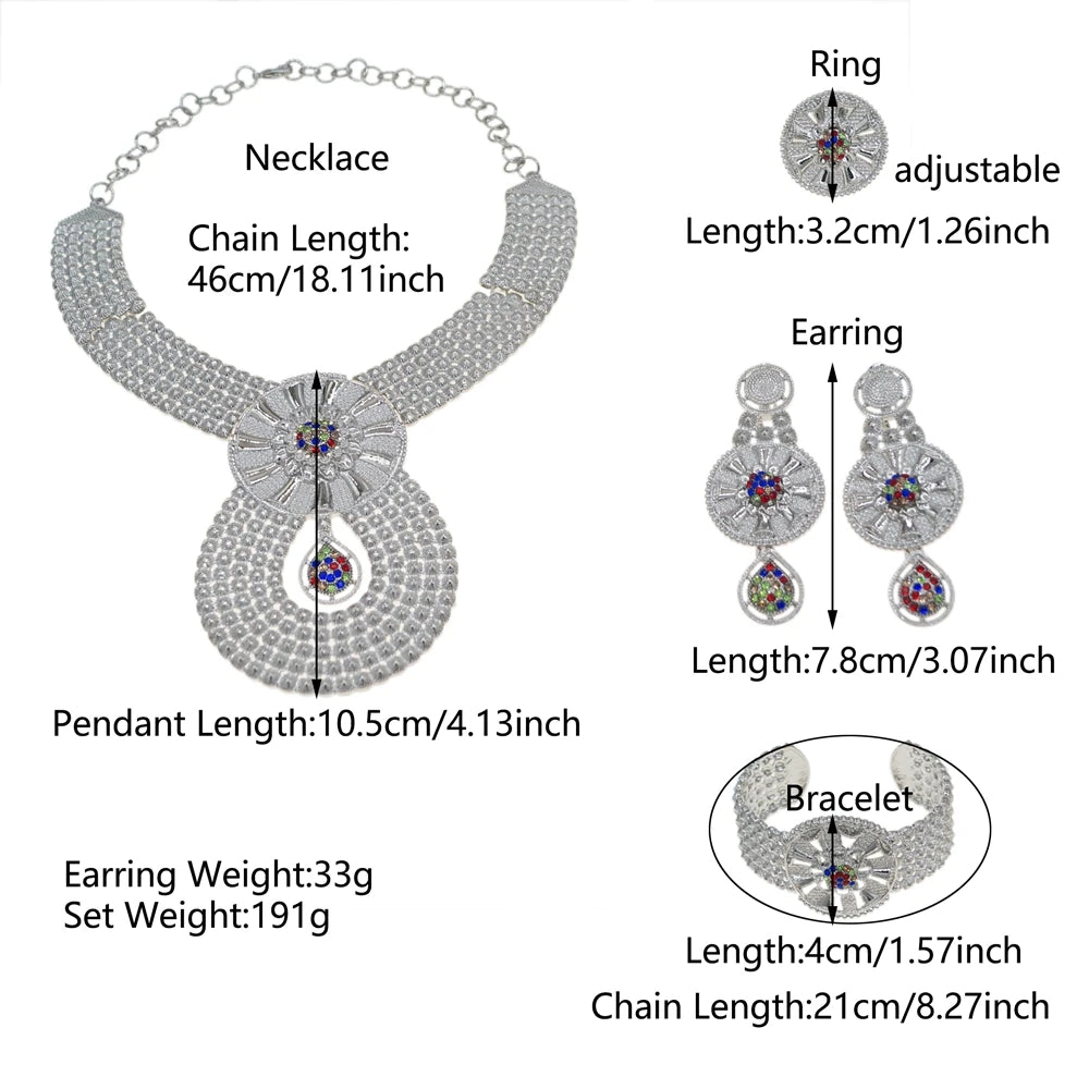 Italian Jewelry Set Alloy Brazilian Jewelry Sets Wedding Party Pendant Spiral Necklace Bracelet Ring Earrings Jewelry Set I0121