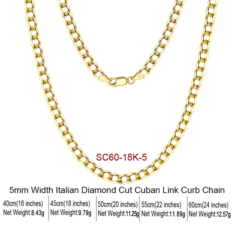 S&S 925 Sterling Silver Chain Necklace — Rope, Figaro, Cuban & Box | S&S Collection