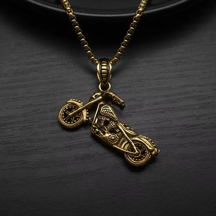 Hip Hop Punk Chariots Skull Motorcycle Trend Waterproof Stainless Steel Fashion Jewelry Pendant Necklaces for Men Wholesale