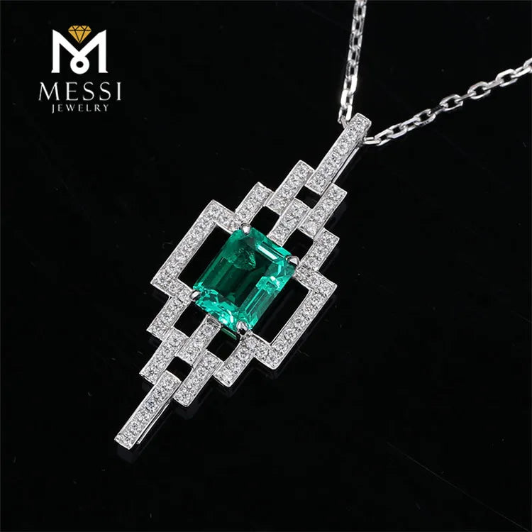 Gemfiori Messi Jewelry 18k Gold Necklace Emerald 0.6ct Pendant 2.07g Emerald Necklace Jewelry