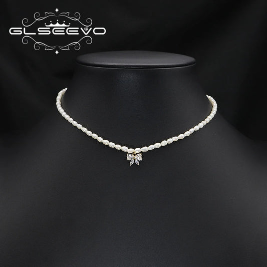 Simple Zircon Butterfly Pendant Freshwater Pearl Necklace Baroque Enamel  Gold Plated Luxury for Girls Necklace Fine Jewelry
