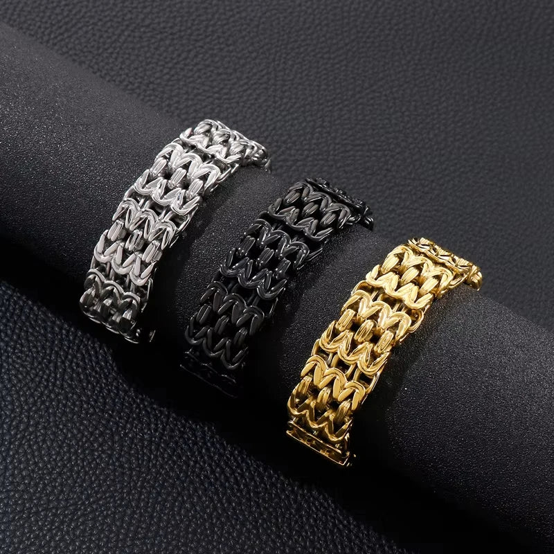 Men's New Hip-Hop Rock Style Titanium Steel Bracelet V-Shaped Hollow Design Fashionable Bangles