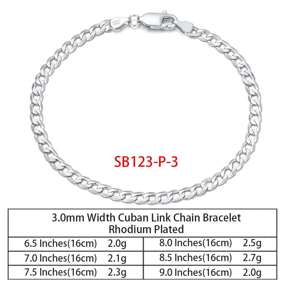 RINNTIN SC36 925 Sterling Silver Chains Hip Hop Jewelry 3.6/5/7mm Chunky Diamond-Cut Cuban Link Chain Necklace for Men Women