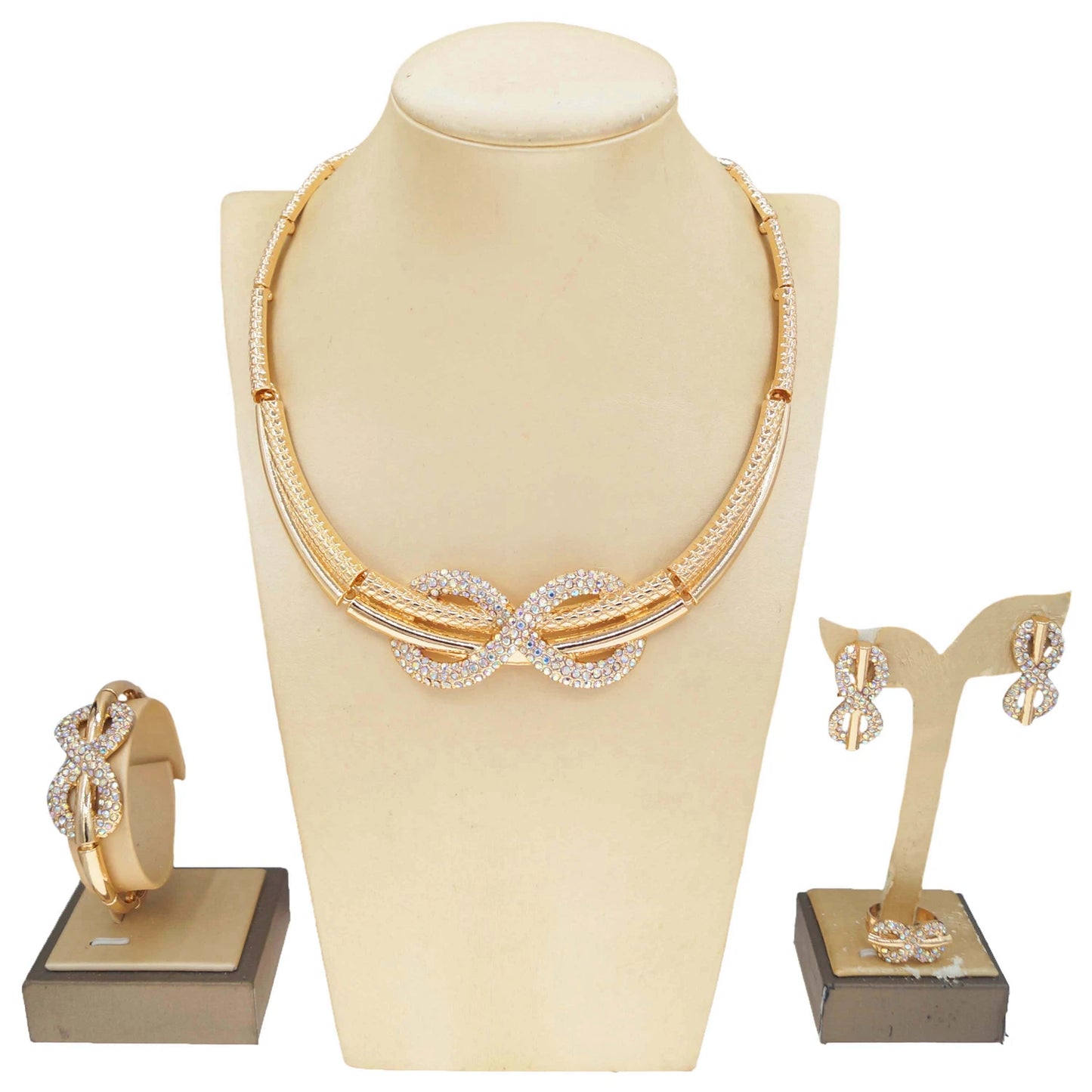 Zhuerrui Diamond Set Exquisite Jewelry Set Women's Bracelet Necklace Earrings High Quality Stylish Bridal AccessoriesHC24031214