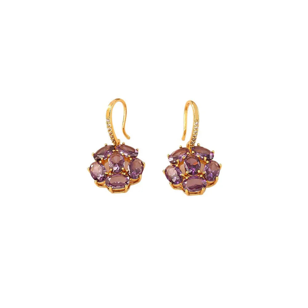 Ultra-Shiny Purple Zircon Ear Hooks | High-End Light Luxury Fashion Earrings