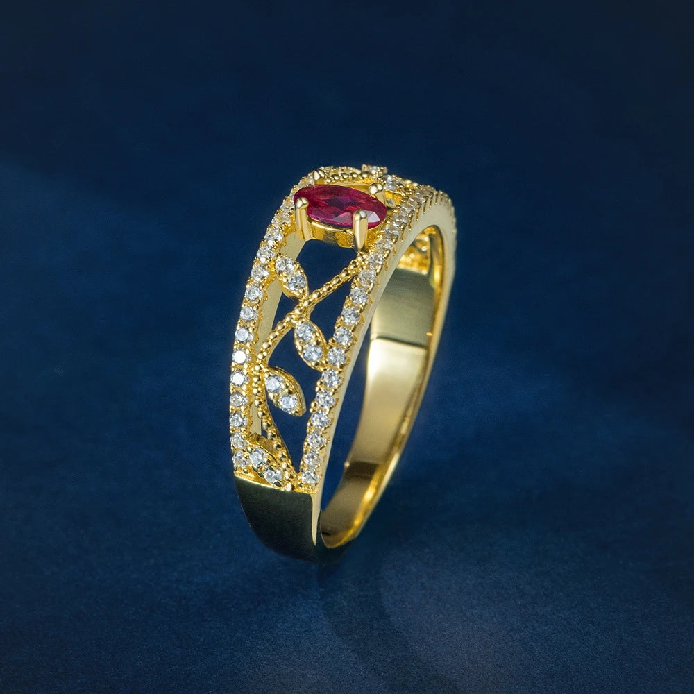 MuShan Jewelry 2026 New Model 925 Silver Platinum Plated Red Blue High Carbon Diamond Openwork 0.5ct Geometric Simple Party