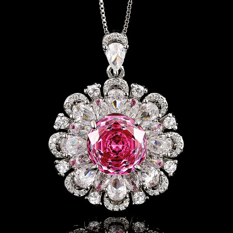 Gemfiori Italian Banquet Rose Versatile Wedding Luxury Shining Zircon Women's Set Necklace Earrings Rings Banquet Jewelry Accessories