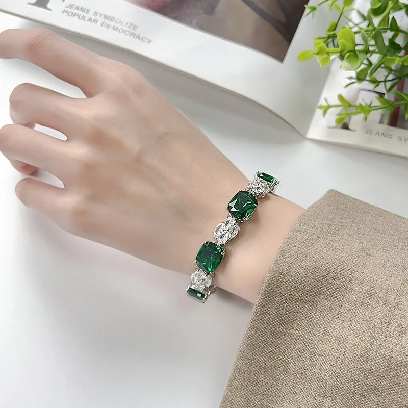 Vintage Style ZIRCON Bracelet for Women Retro 10x12mm Main Stone Oval Cut Sparkling CZ Luxury Jewelry