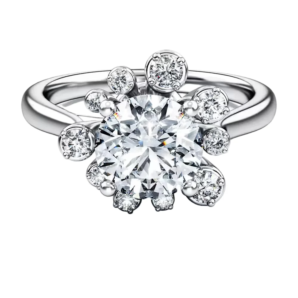 S&S Vintage Fancy Elegant Brass Zircon Ring Long-lasting Bright Shine Wedding Engagement Jewelry for Fashion Women
