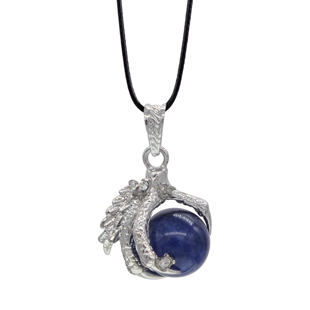 REDheart Womens Dragon Claw Pendant Necklaces Natural Gem Stone Beads 16mm Ball Crystal Quartz Women Men Yoga Gothic Jewelry