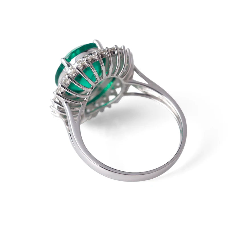 Gemfiori Messi Jewelry European and American White Gold Jewelry Women Man 4CT Egg Emerald Custom Engagement and Wedding Ring