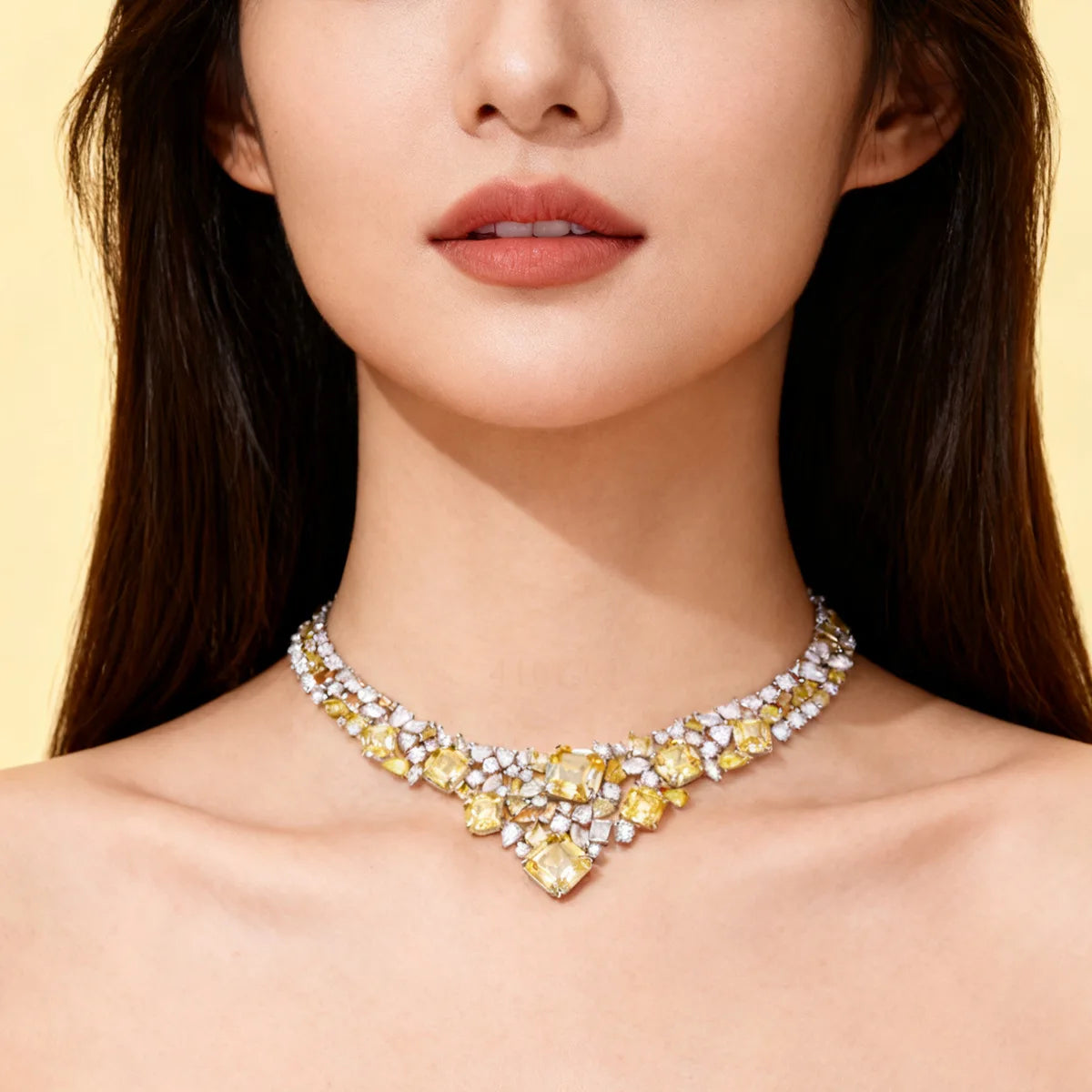 Sparking Pink Purple Yellow Top High 5A Zirconia Full Paved Star River Design Necklace Earring Set Women Evening Gown Accessory