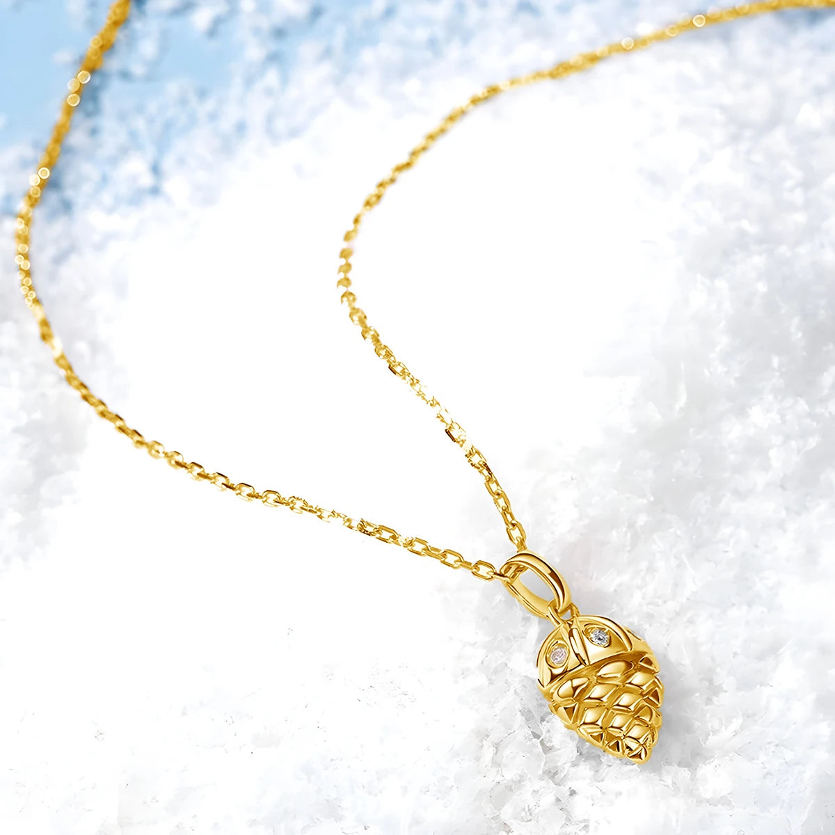 Gioiellieri Fine Jewelry Woman Men Christmas Mother's Day Gift Semi Circle Real 14K Gold Hollow Moissanite Squirrel Hazelnut Pendant