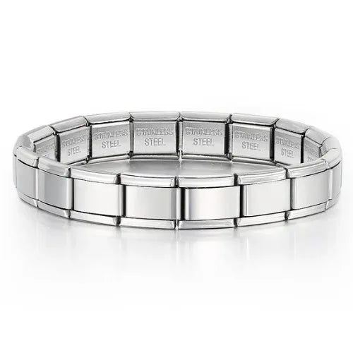 REBEL FASHIONISTA 9mm Wide Simple Style Fashion Stainless Steel Bangle Elastic Link Chain High Quality Factory DIY Jewelry Italian Charm Bracelet