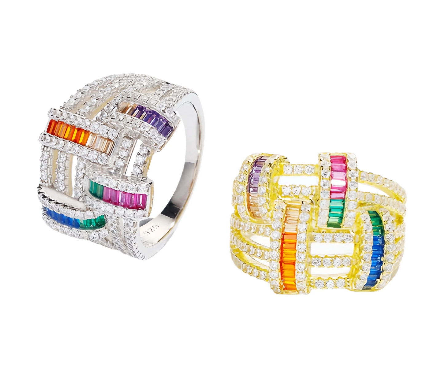MUSHAN Luxury 925 Sterling Silver CZ Cubic Zirconia Engagement Wedding Ring with 18K Gold Plating Romantic Style