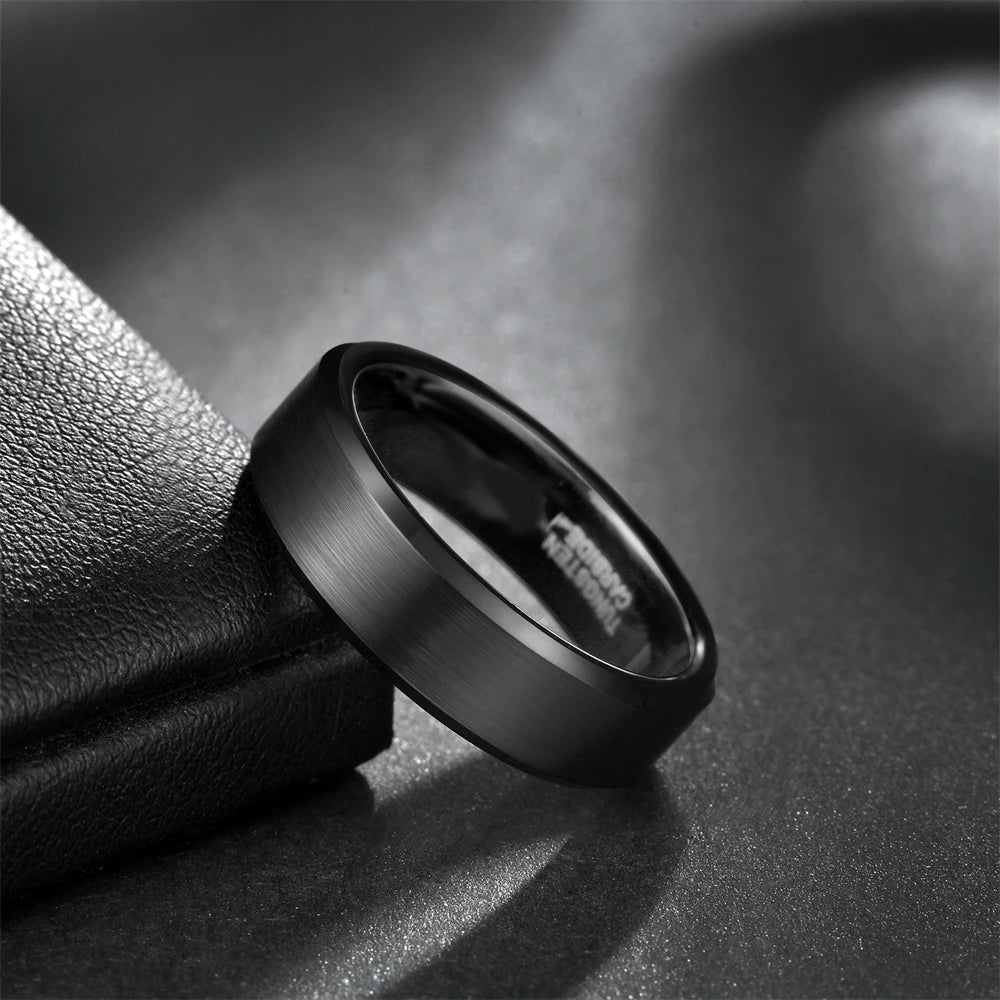 REBEL Black-Plated Brushed Tungsten Carbide Ring