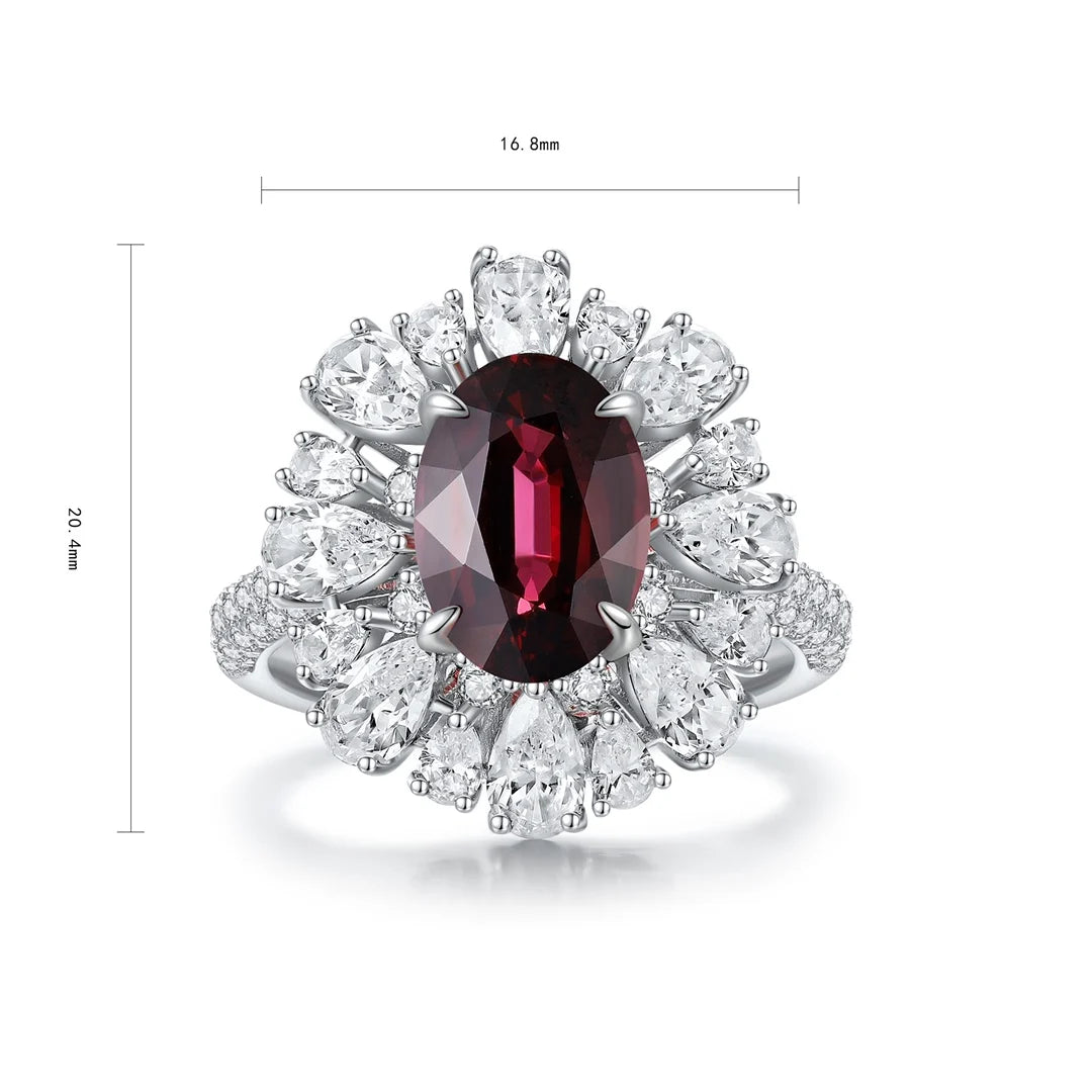 Gemfiori Stunning Natural Garnet Rings for Women 925 Sterling Silver Rings of the Day Handmade Jewelry Wedding Engagement Rings