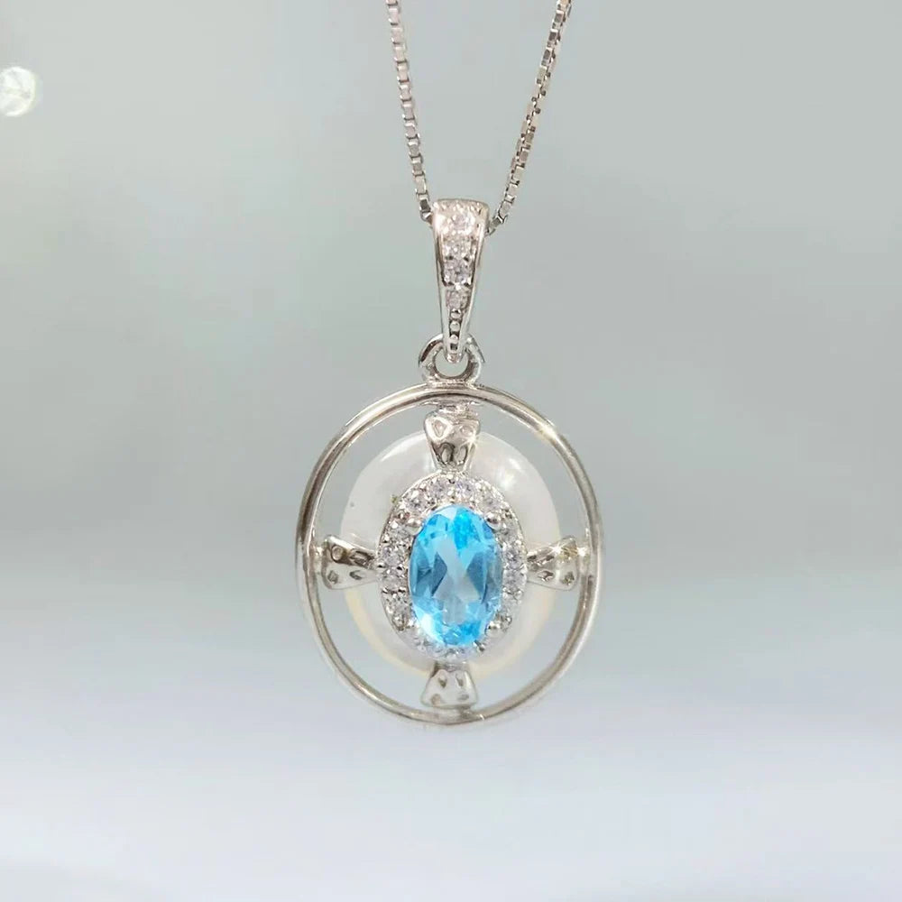 Gioiellieri Natural Gemstone Swiss Blue Topaz Pendant with 925 Silver for Women December Birthstone Fine Jewelry Elegant Anniversary Best