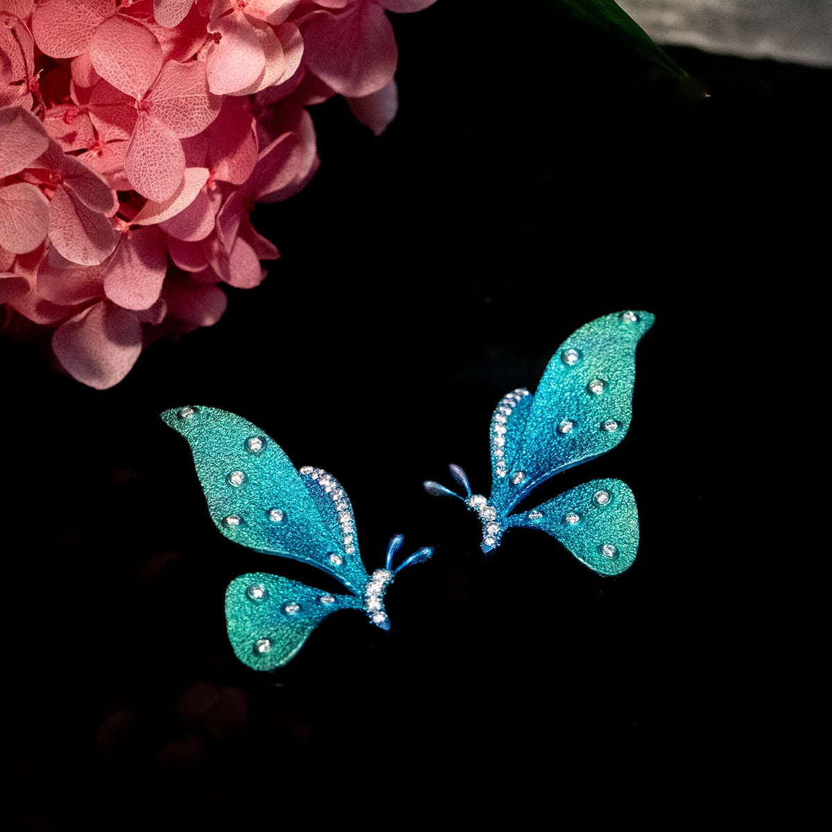 S&S Titanium Zircon Butterfly Stud Earring | Gradient Blue | Fine Jewellery