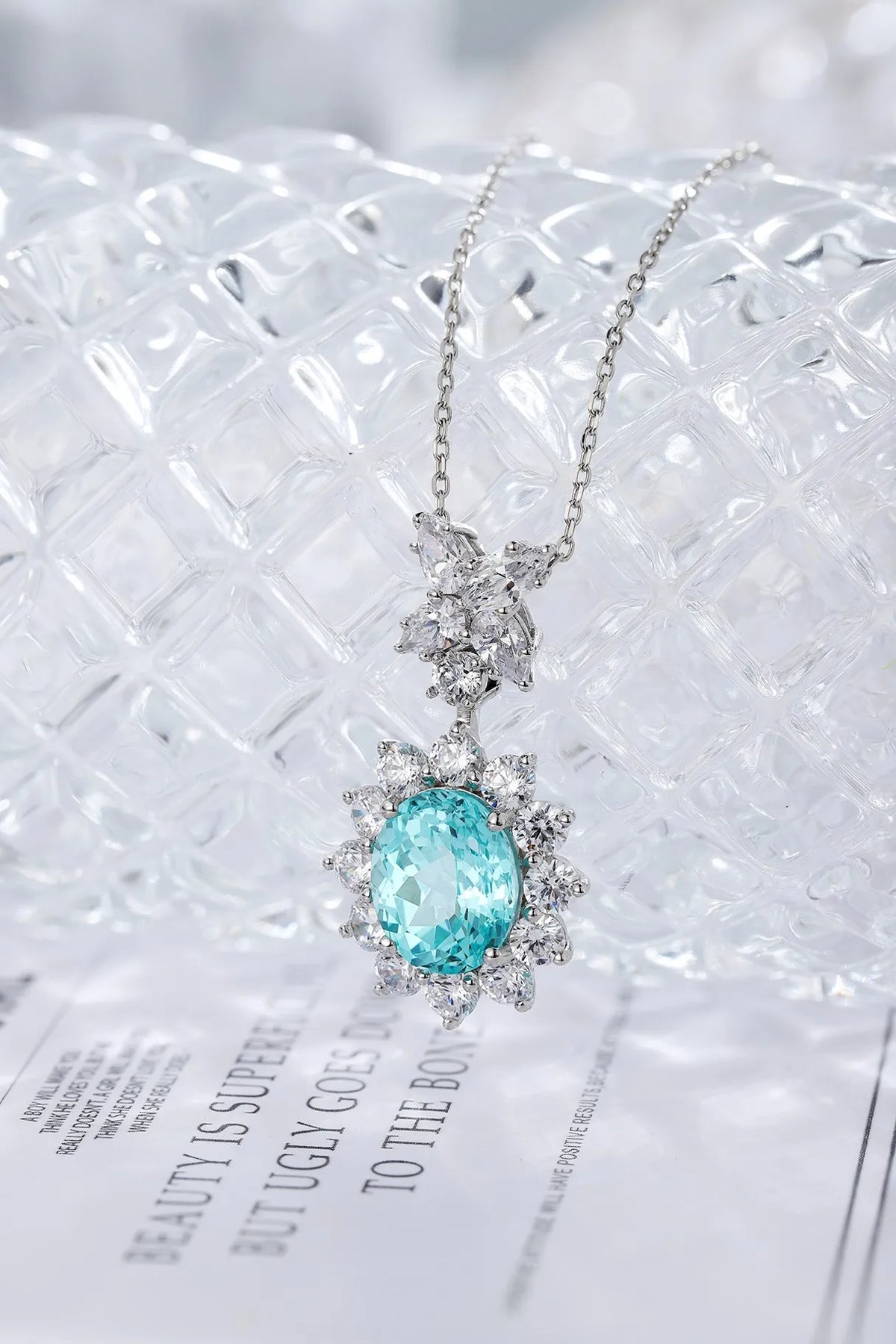 Gemfiori Anster 925 Sterling Silver High-quality Cultivated Paraiba Necklace - Suitable for Parties or As a Gift