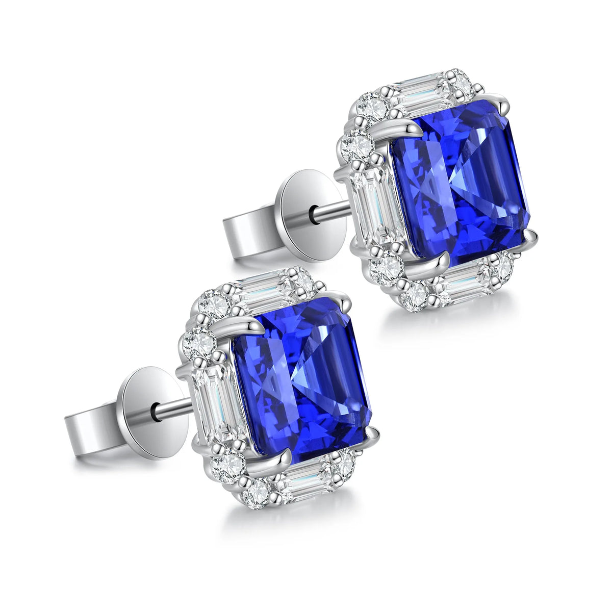Gemfiori Anster High Quality S925 Lab Grown Sapphire Earring Stud Dainty Gemstone Stud Earrings for Women Daily Wear Gift