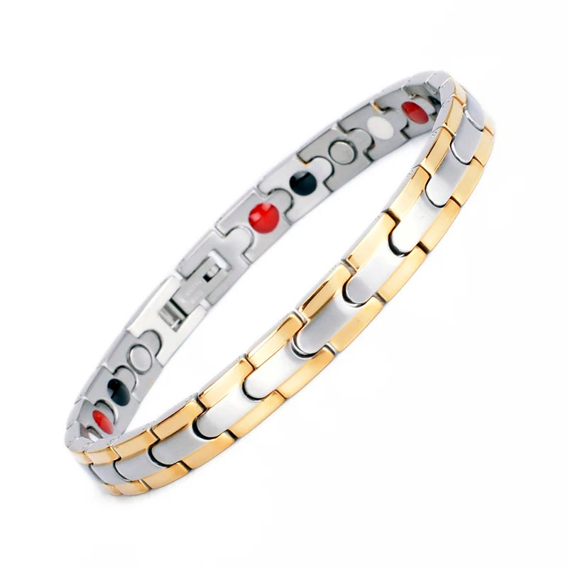 High Quality Waterproof No Tarnish  Stainless Steel Magnetic Therapy Arthritis Germanium 4 in 1 Energy Bracelet Japan