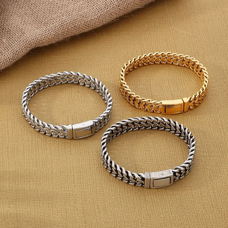 KALEN 210mm Vintage Stainless Steel Bracelet Love Heart Chain Men Bracelet