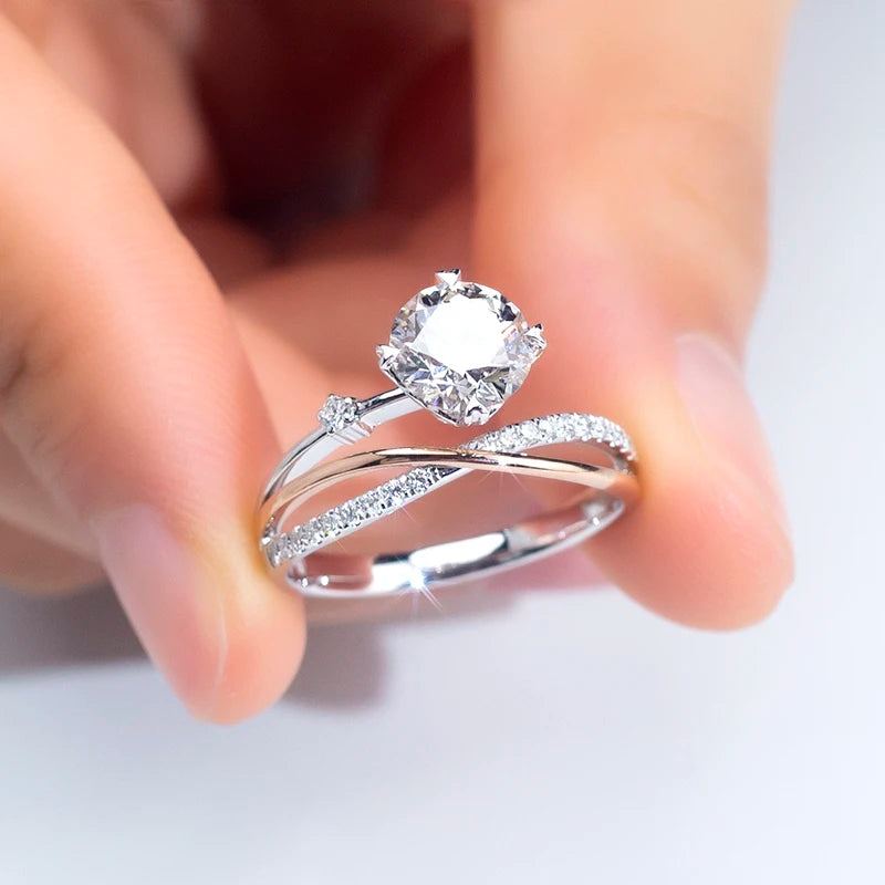 Gemfiori MSR-1513 18K White Gold 1.5ct D VS1 Round Cut Lab Diamond IGI Certification Luxury Engagement Ring Lab Grown Diamond Ring