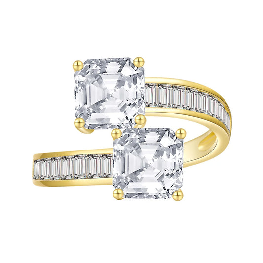 SILVERELLI Pagoda High Carbon Diamond Ring | 925 Sterling Silver | Platinum Plated