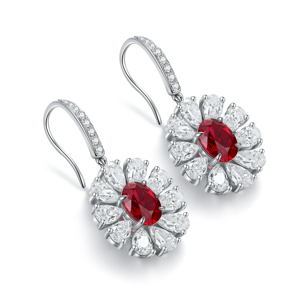 Gemfiori Anster High Quality S925 Lab Grown Ruby Earring Stud Dainty Gemstone Stud Earrings for Women Daily Wear Gift
