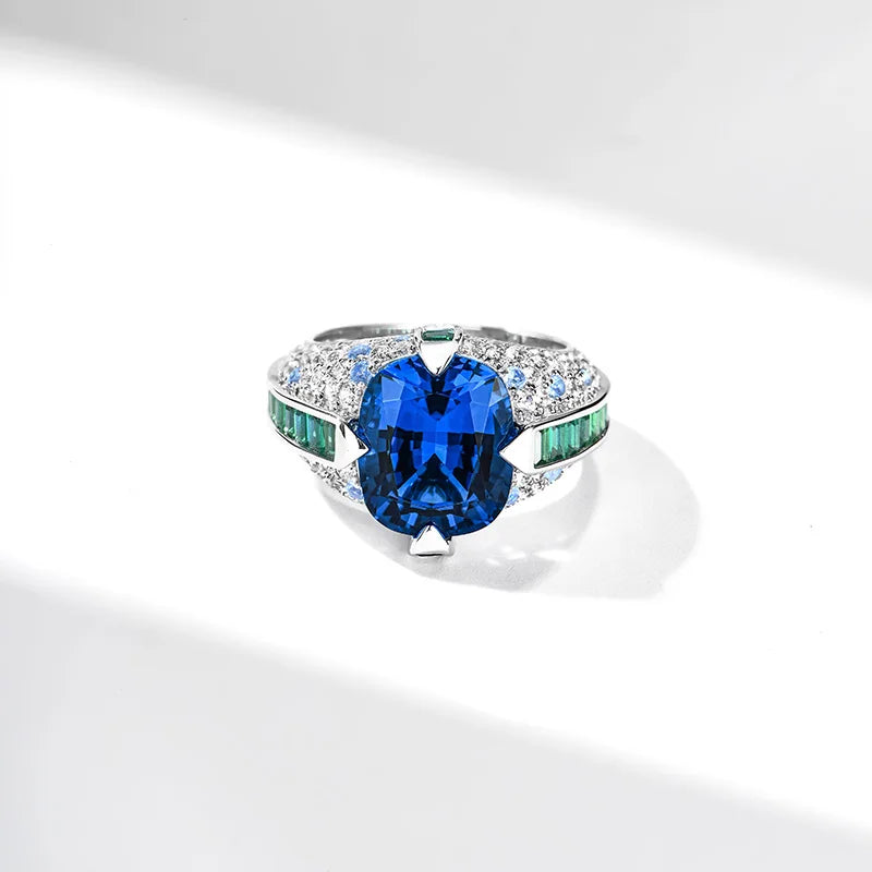 ArtistA 925 Sterling Silver Minimalist Infinity Ring Lab Grown Blue Sapphire Ring