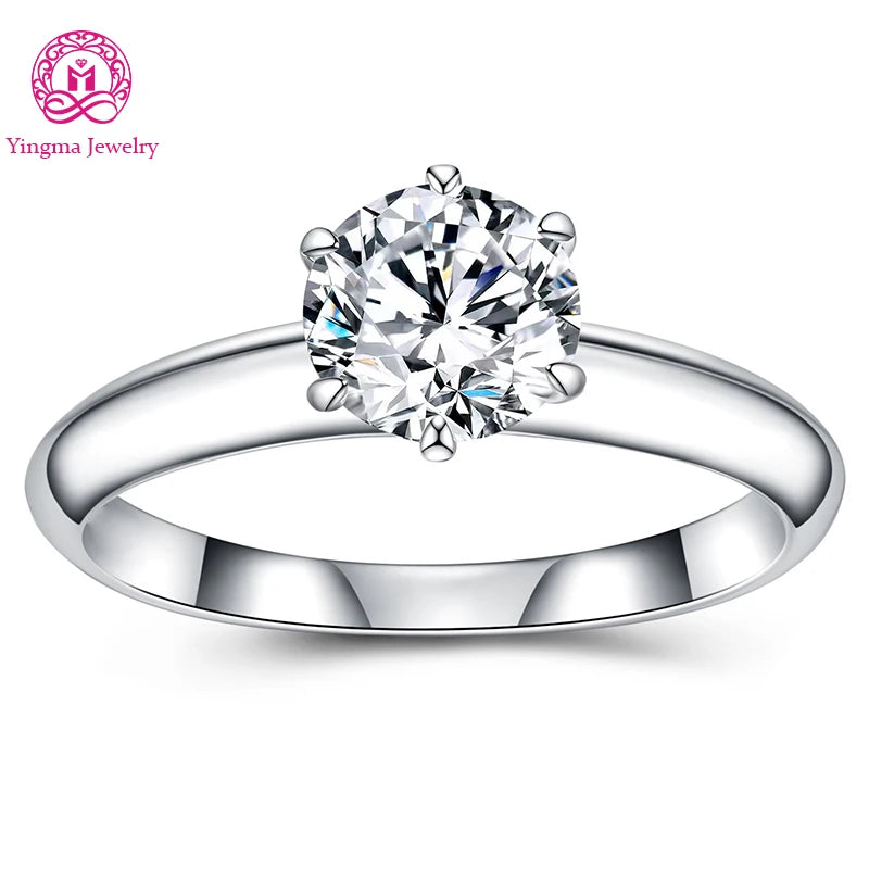 Gemfiori 1CT D VVS1 VVS2 Round Brilliant Lab Grown Diamond Ring 9K 10K 14K 18K White/Yellow/Rose Gold Women Timeless Fine Fashion Jewelry