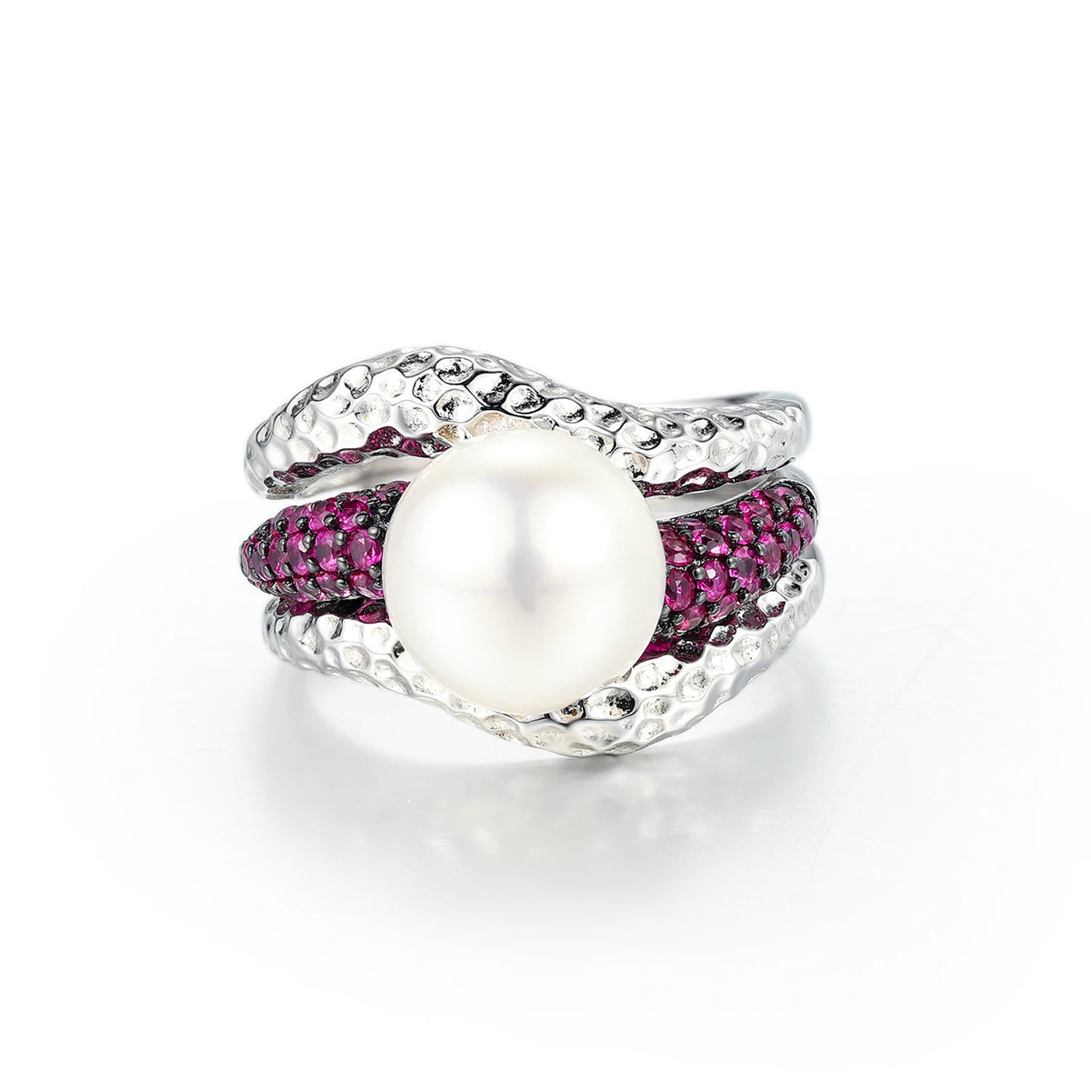 ArtistA C8314 Abiding Round Bead 10MM Natural Real Freshwater Pearl 925 Sterling Silver Ring Jewelry