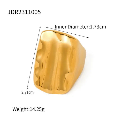 S&S Special-Shaped Natural Stone Ring | 18K Gold Plated | S&S